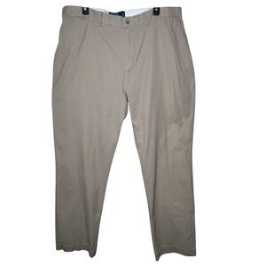 Polo by Ralph Lauren Kaki Tan Cotton Flat Front Men Dress Pant Sz 40X32 Preppy